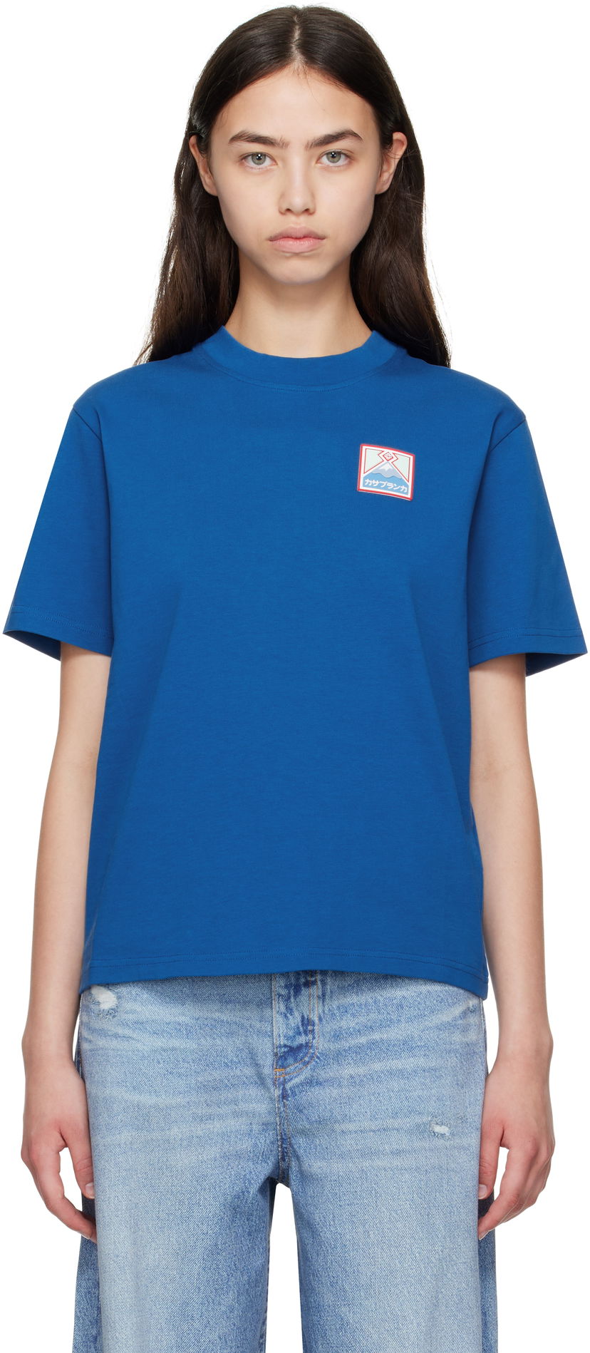 Majica kratkih rukava Casablanca Casablanca Mount Fuji Rubber Patch T-Shirt Plava | WPF25-JTS-046-04