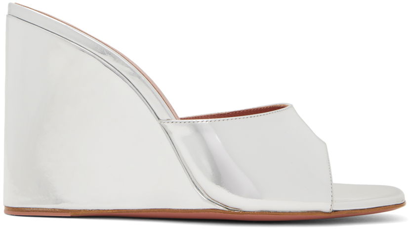 Dodaci Amina Muaddi Amina Muaddi Lupita Wedge Heeled Sandals Metalik | LUPITA WEDGE WEDGE MIRROR