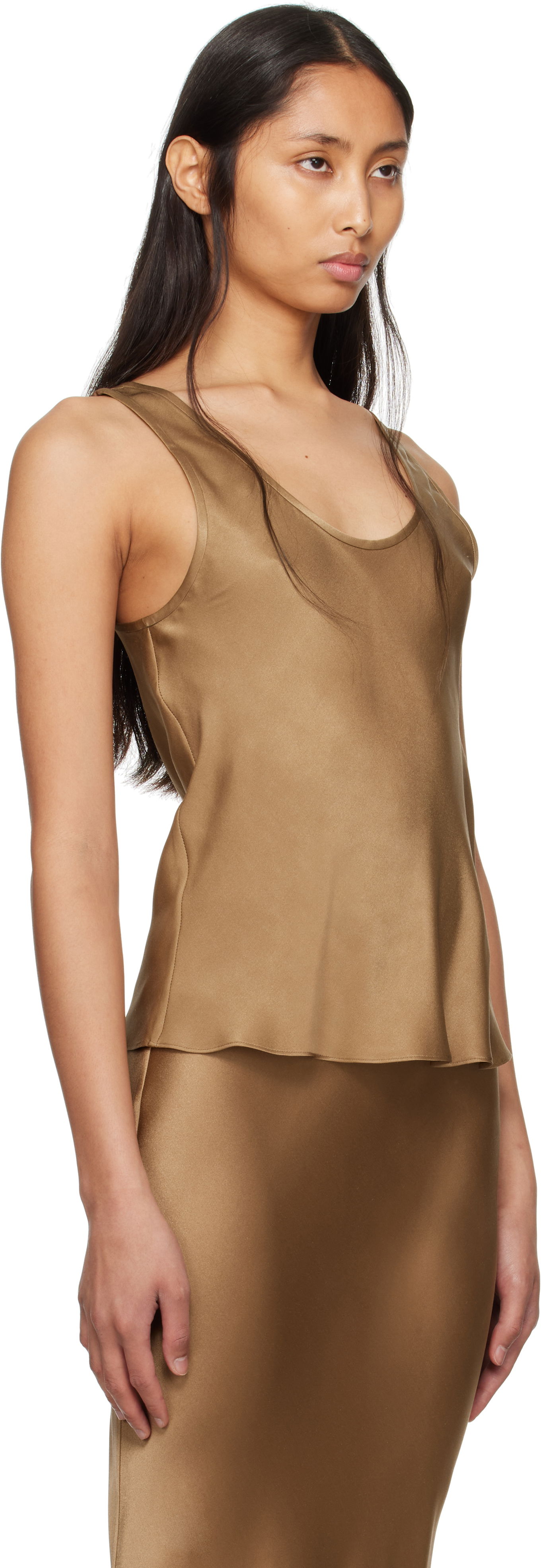 Majica bez rukava Anine Bing ANINE BING Lea Silk Tank Top Smeđa | A-07-0839-DKG22, 1