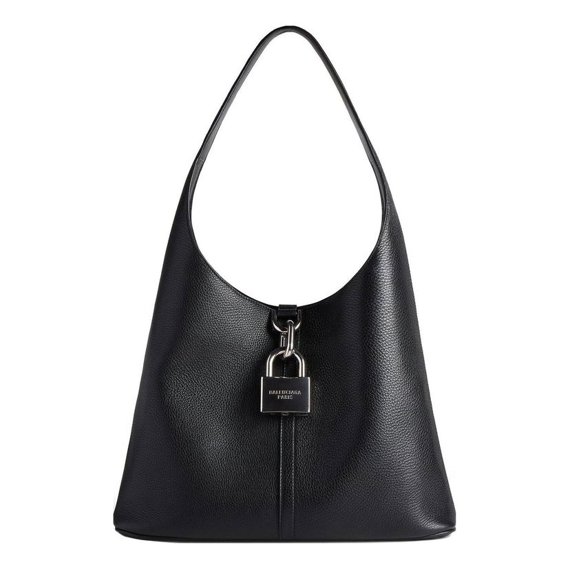 Torba za rame Balenciaga Balenciaga Locker Medium Hobo Bag Crna | 7716362AAWC1000