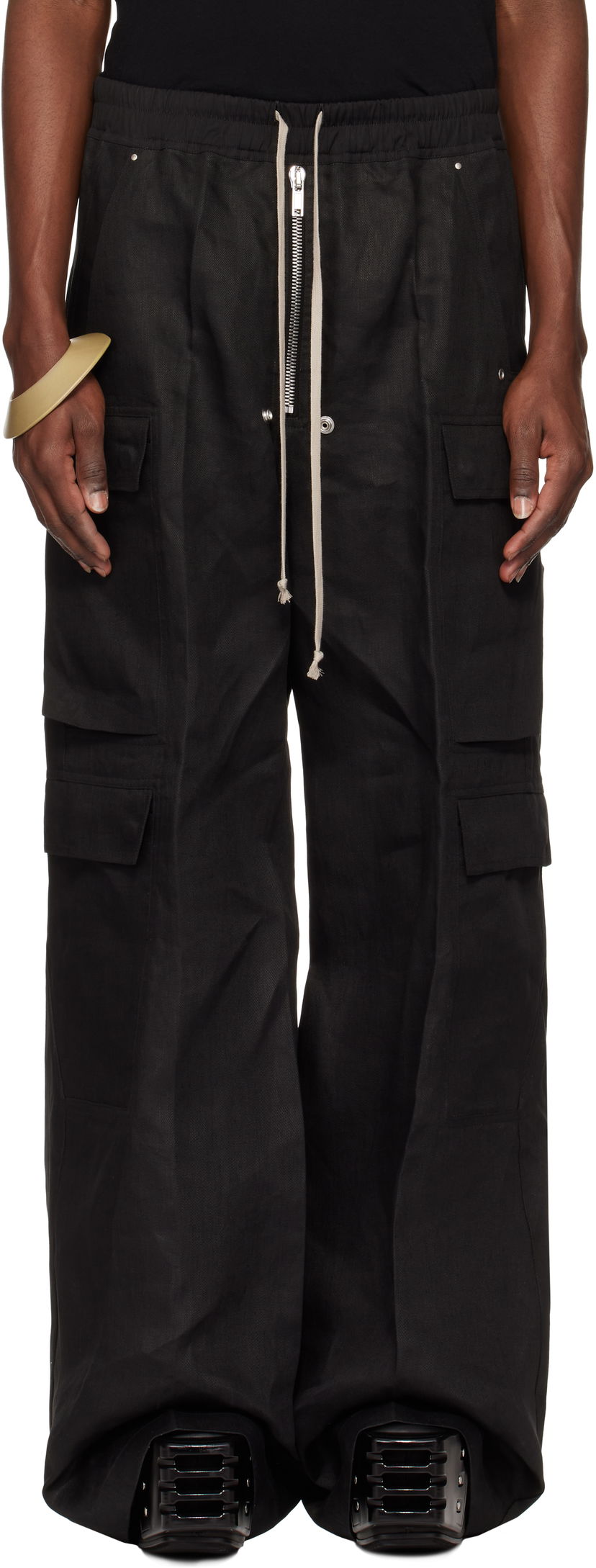 Cargo hlače Rick Owens Rick Owens Hollywood Cargobela Cargo Pants Crna | RU01E5339 TWL
