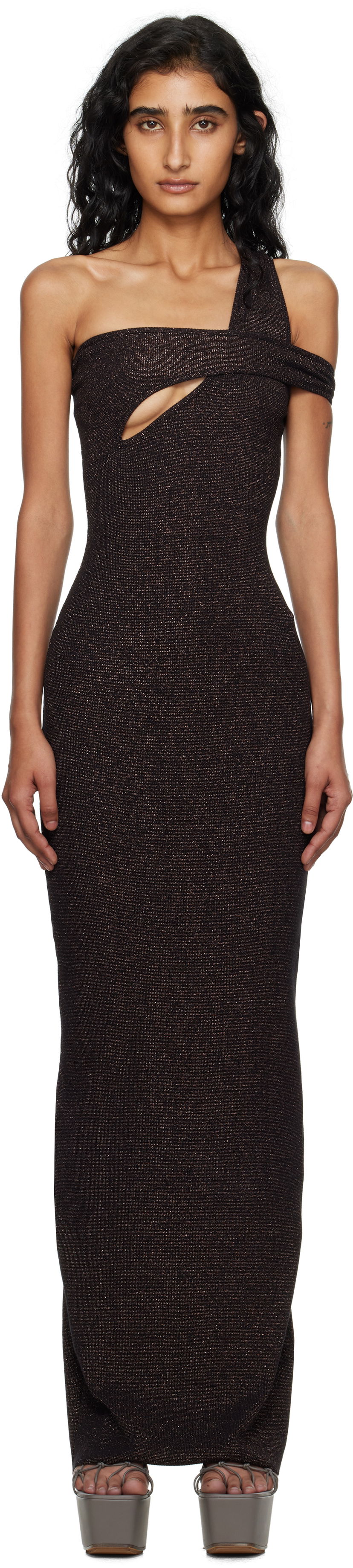 Haljina Ottolinger Ottolinger Twisted Rib Maxi Dress Crna | 104-502004-01