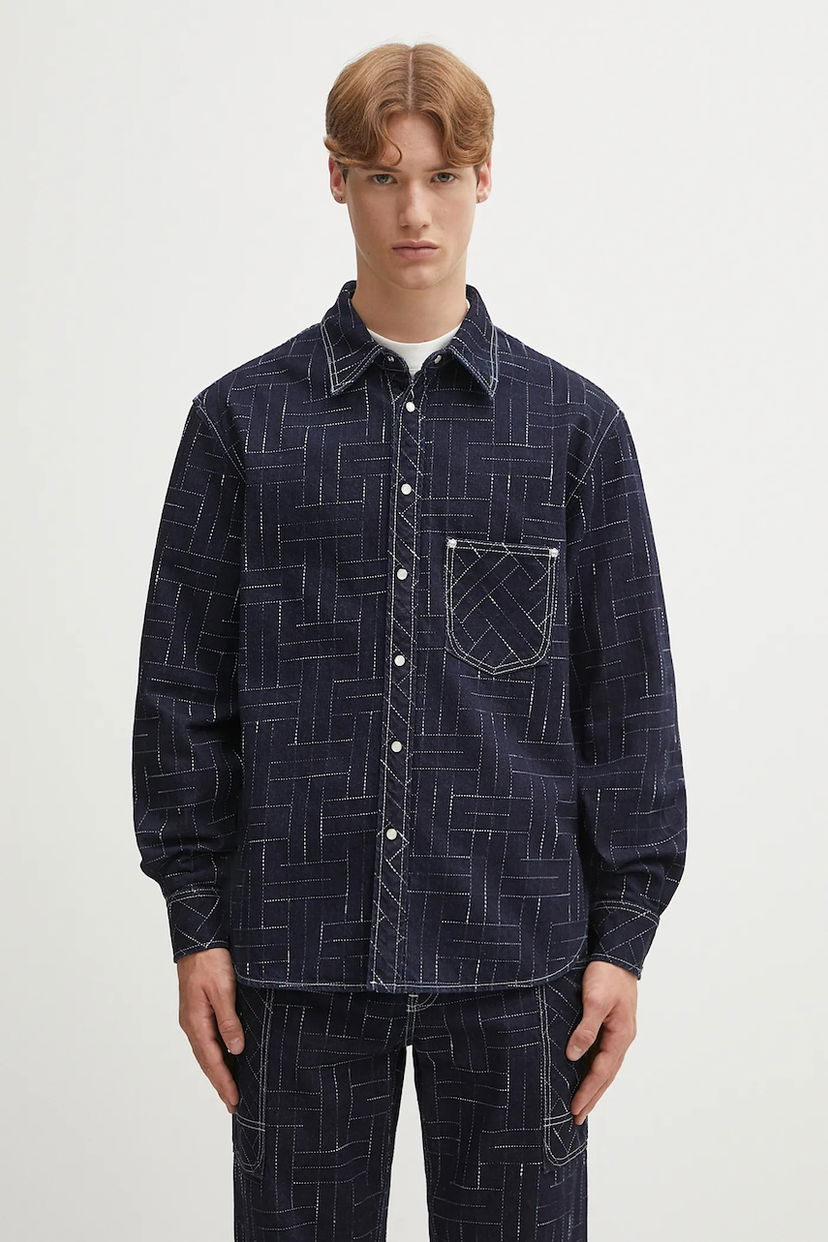 Košulja KENZO Weave Casual Relaxed Fit Denim Shirt with Classic Collar Višebojno | FF65DC4226V1