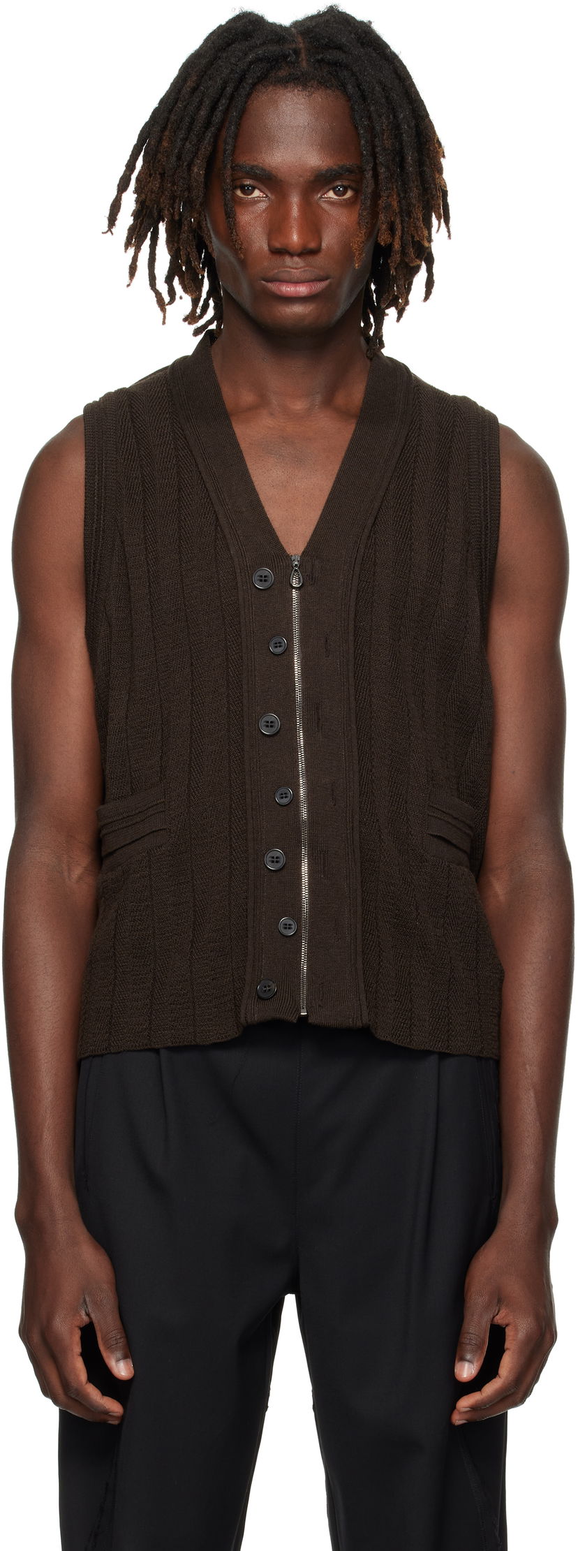 Prsluk KIKO KOSTADINOV Kiko Kostadinov Fitz Knit Vest Smeđa | KKAW25KN02-92