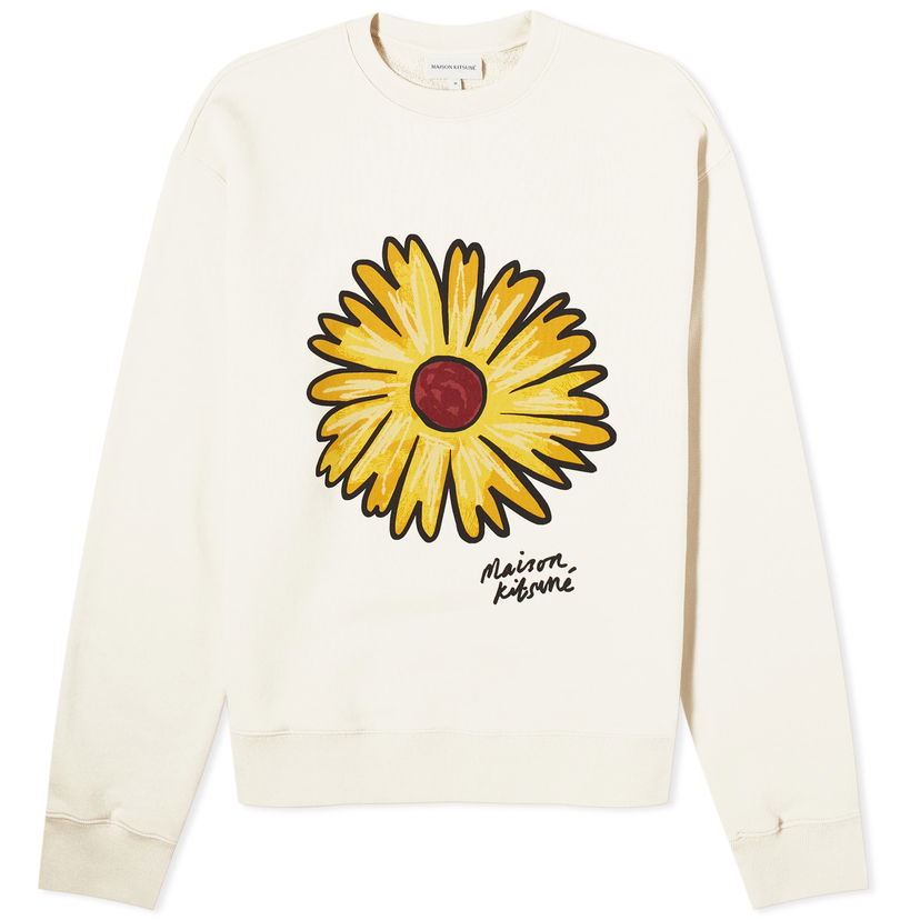 Dukserice MAISON KITSUNÉ Maison Kitsuné Floating Flower Crew Sweat Bijela | MM00317KM0321-P205