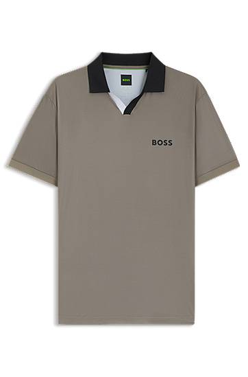 Polo majica BOSS Active slim-fit ripstop polo shirt with colour-blocking Siva | 50543348, 0