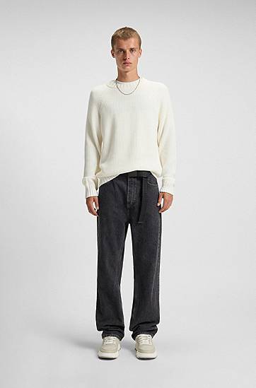 Džemper BOSS Rib-knit crew-neck sweater in cotton Bijela | 50551398, 1