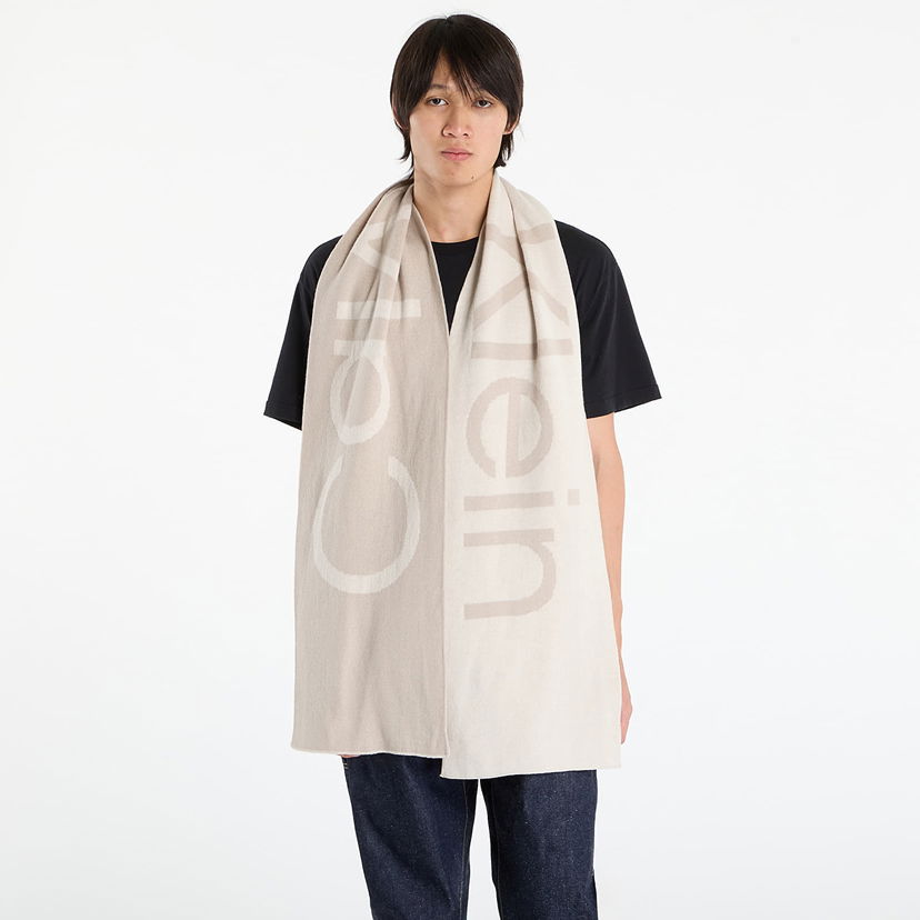 Šal CALVIN KLEIN Calvin Klein Bold Logo 2-Tone Wool Scarf Bež | LV04D8030G 67U