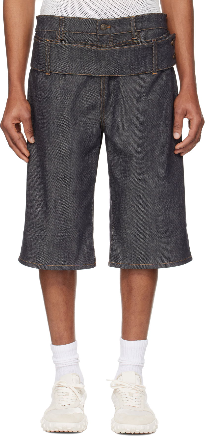 Kratke hlače Courrèges Courrèges Double Belted Denim Shorts Plava | 125DSH050DE0035