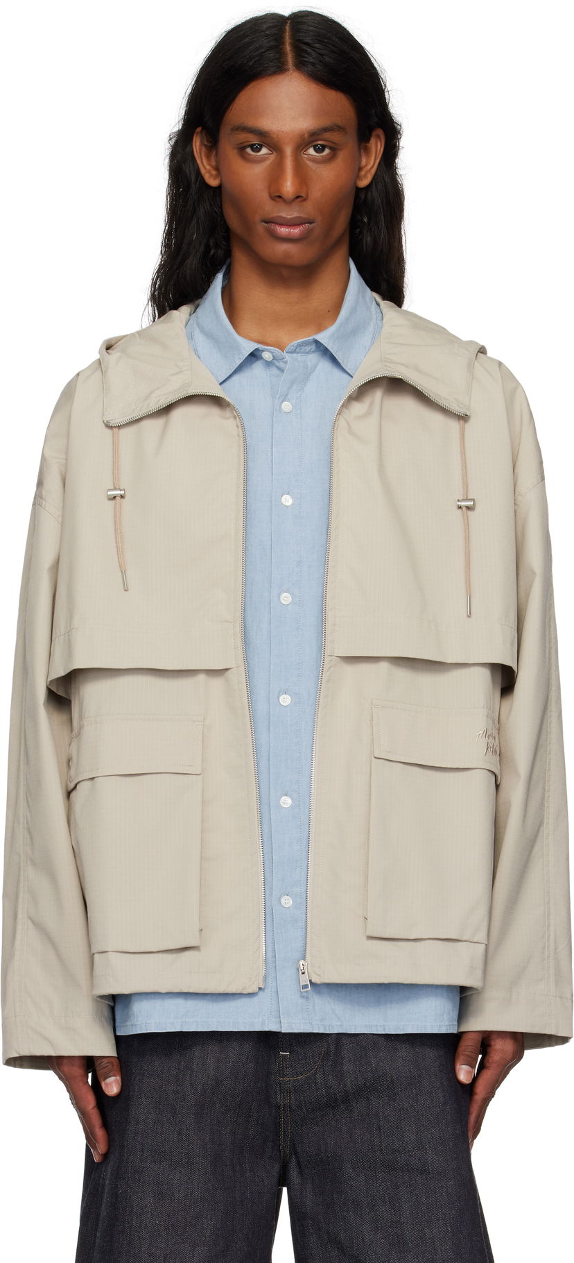 Vjetrovka MAISON KITSUNÉ Maison Kitsuné Hooded Windbreaker Jacket Bež | OM02113WW9056