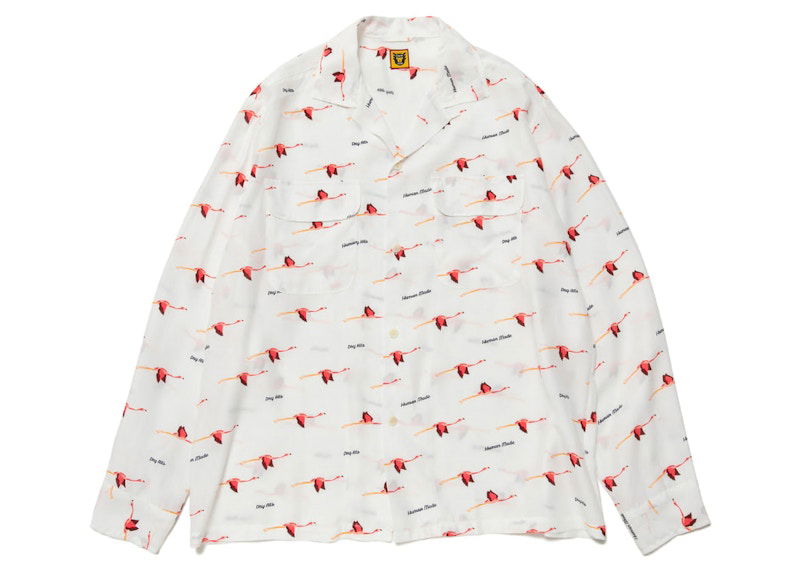 Košulja Human Made Open Collar Flamingo Print Shirt Bijela | HM25SH010