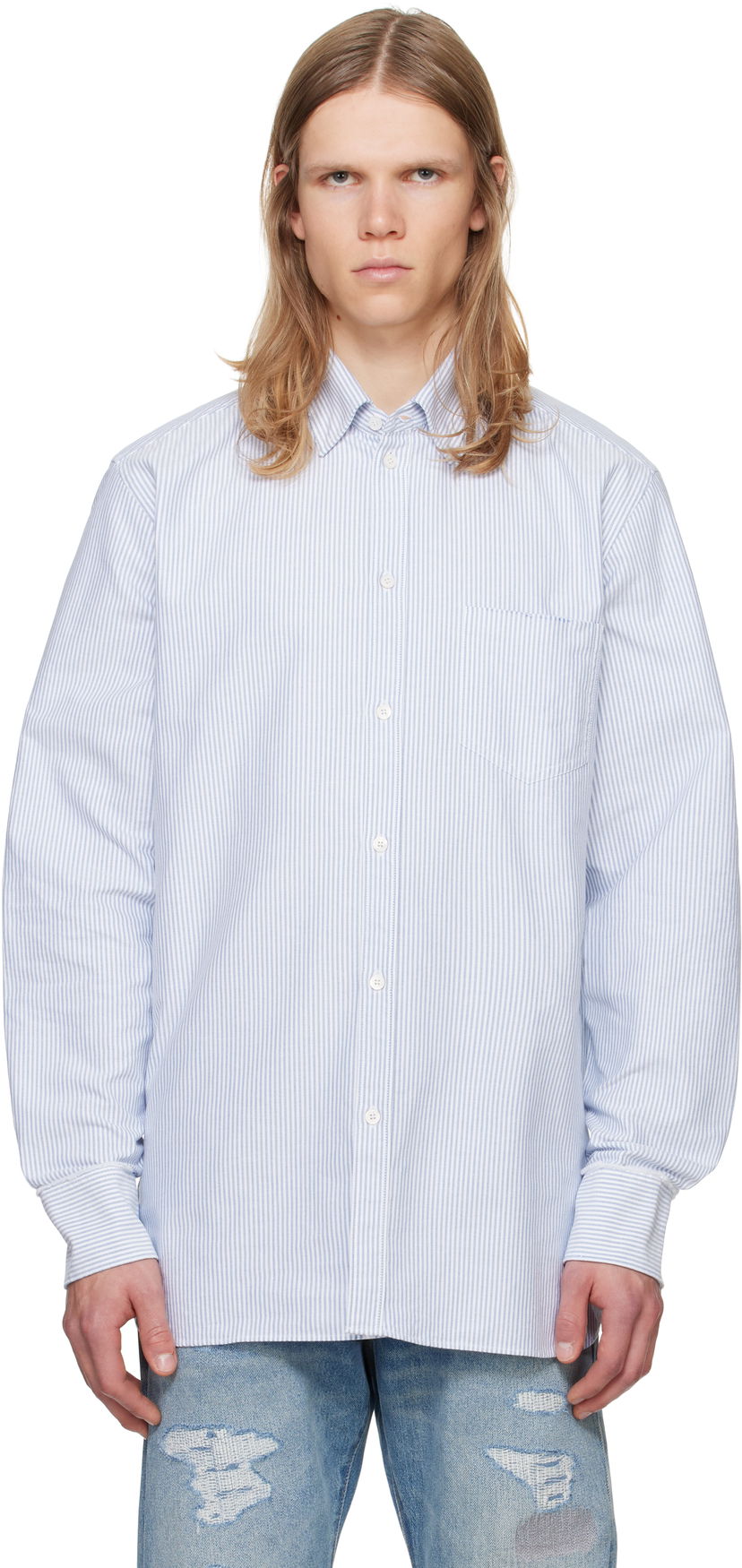 Košulja Golden Goose Narrow Stripes Shirt Plava | GMP00246.P000548.80197