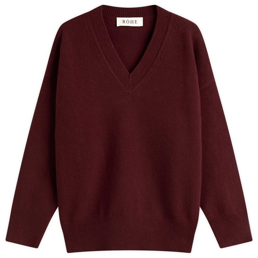 Džemper Róhe Women's V-Neck Knitted Jumper, 32 Tamnocrvena | 417-23-317