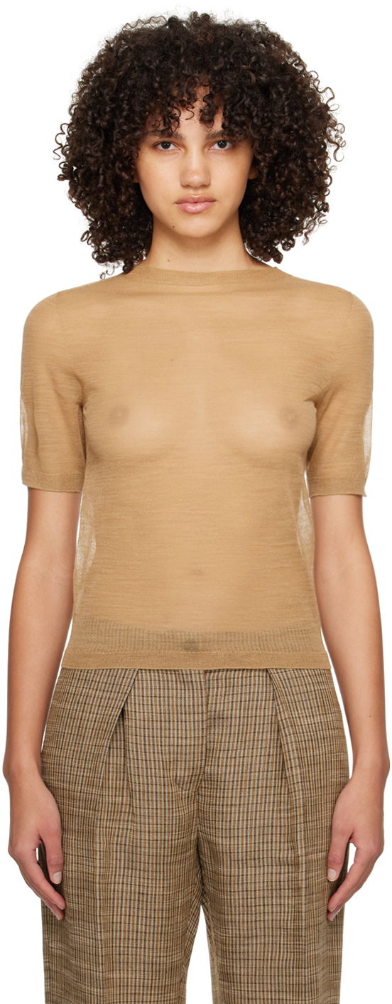 Majica kratkih rukava Acne Studios Sheer T-Shirt Bež | A60489-, 0