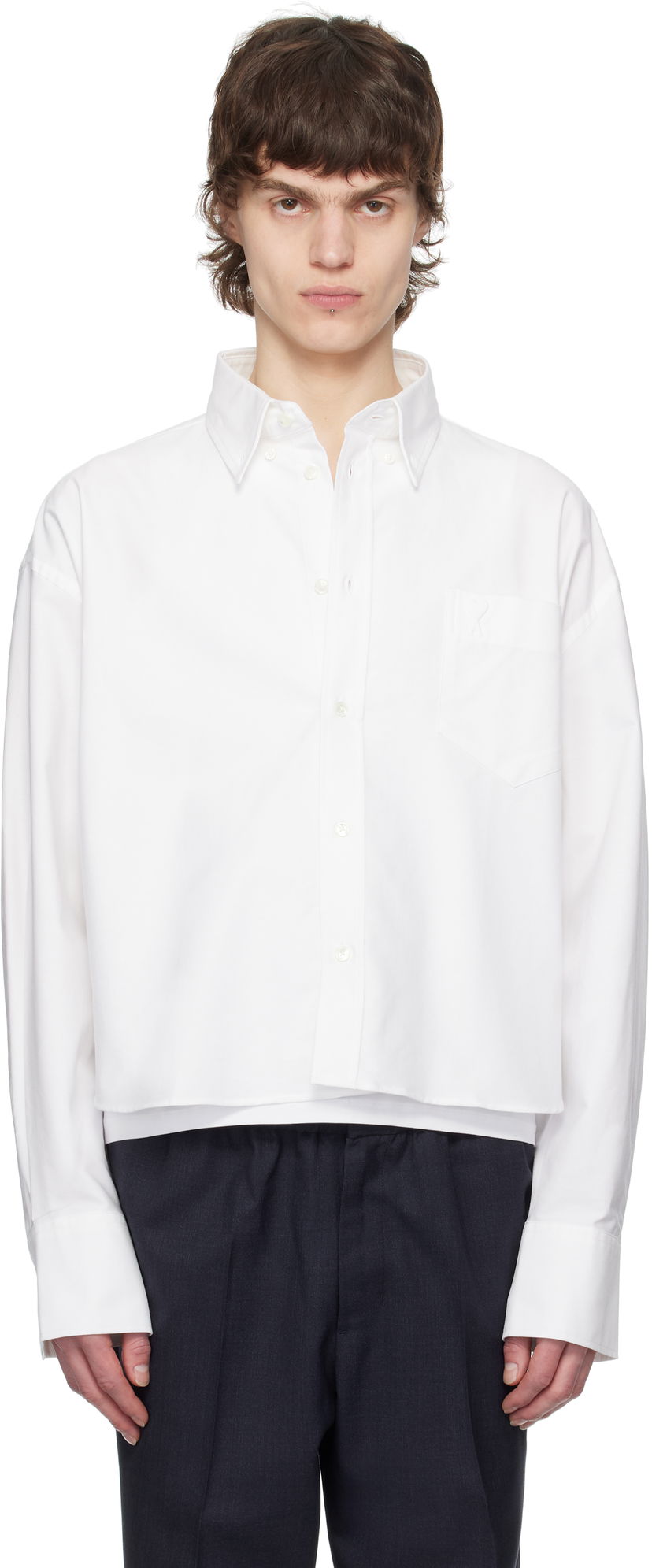 Košulja AMI AMI Paris Cropped Oversized Shirt Bijela | USH123.CO0031