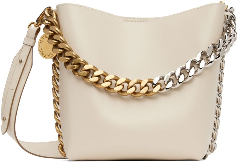 Torba za rame Stella McCartney Bucket Bag With Chain Bijela | 7B0033W8839