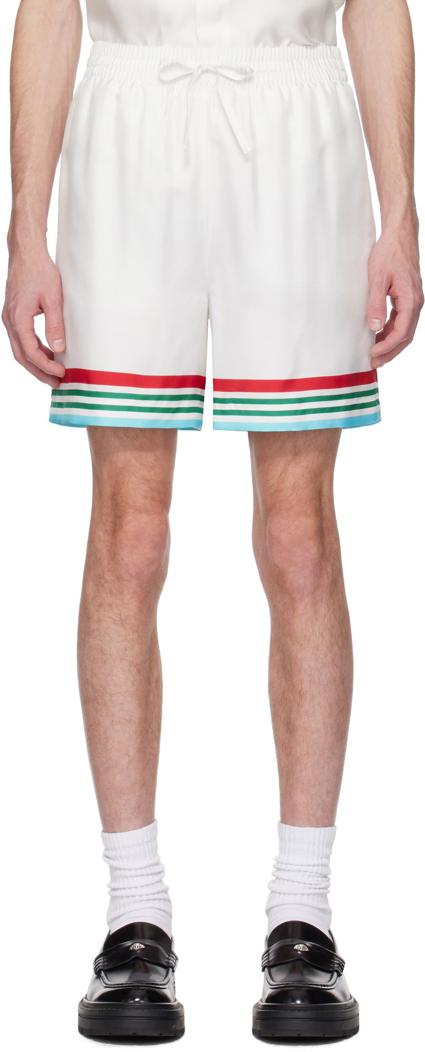 Kratke hlače Casablanca Casablanca 'Casa Way' World Series Silk Shorts Bijela | MS25-TR-012-04