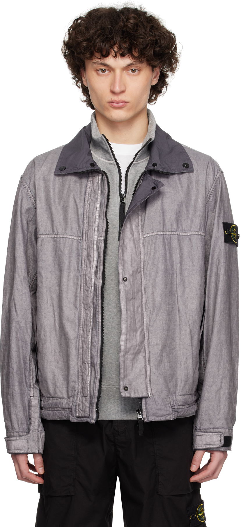 Vjetrovka Stone Island Stone Island Raw Linen Plated Jacket Siva | K1S15 4100039 S0030