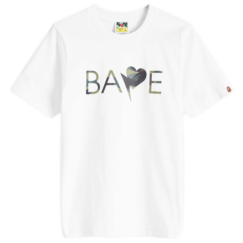 Majica kratkih rukava BAPE A Bathing Ape 1st Camo Heart Bapeogo T-Shirt Bijela | 001TEK302039L-WXG