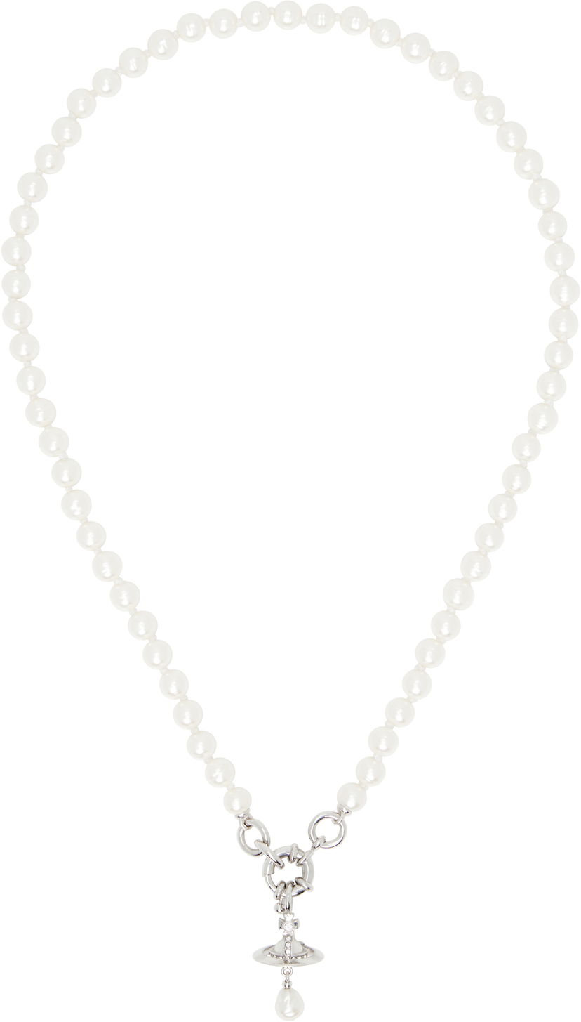 Ogrlica Vivienne Westwood Vivienne Westwood Aleksa Pearl Pendant Necklace Bijela | 6301013C-02P543-