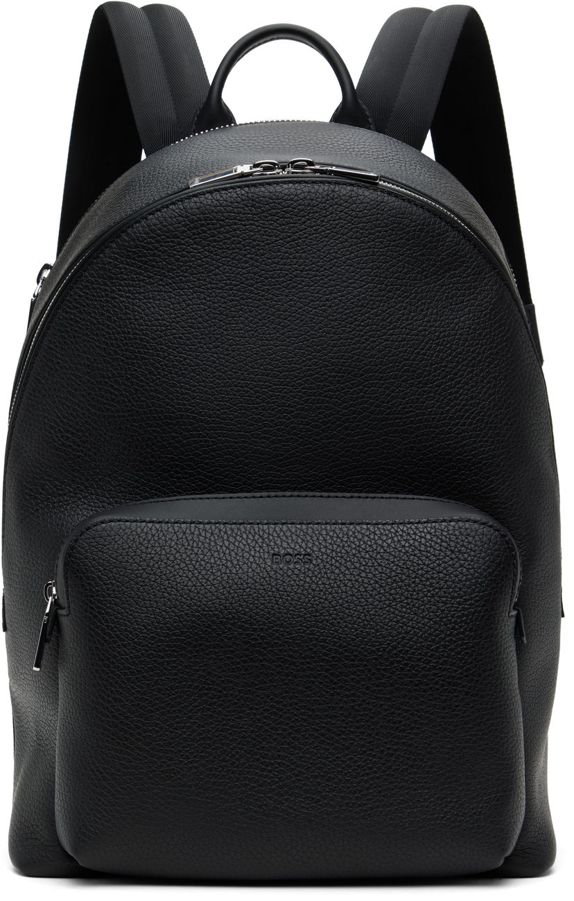 Ruksak BOSS BOSS Smart Sleeve Grained Leather Backpack Crna | 50536142