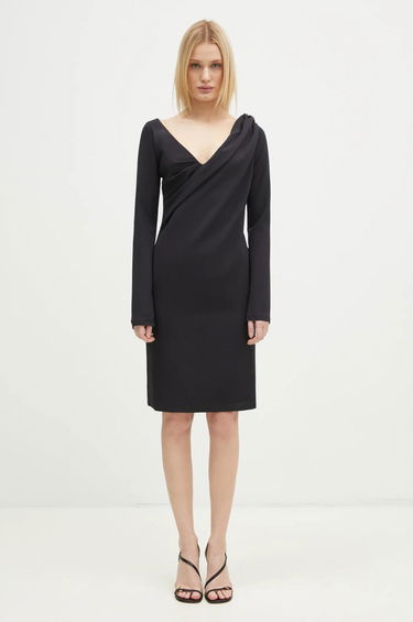Haljina JW Anderson JW Anderson Shoulder Drape V-Neck Mini Dress Crna | DR0446.PG1573.999, 0