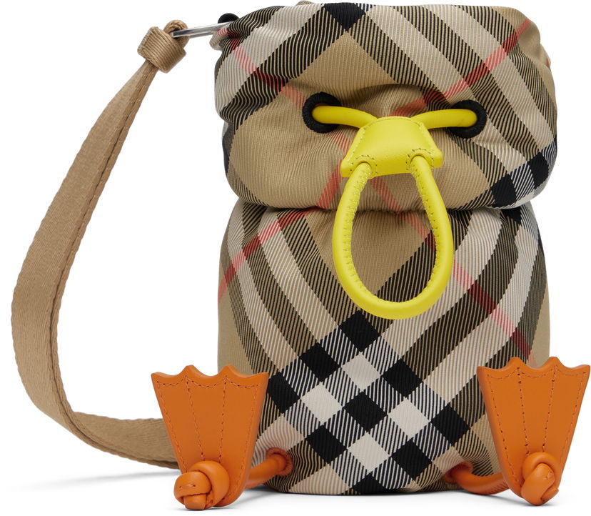 Torba za rame Burberry Bottle Bag Duck Nylon Bež | 8089351
