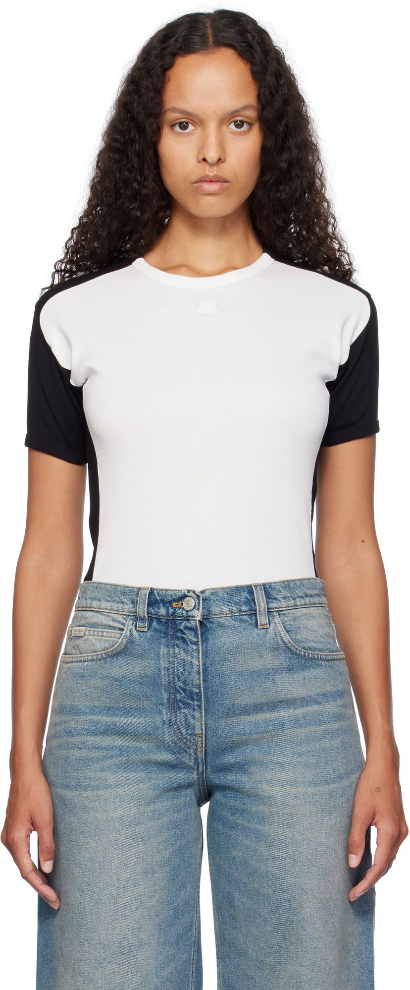 Body Courrèges Contrast Frame T-Shirt Bijela | 324JTS147JS0070