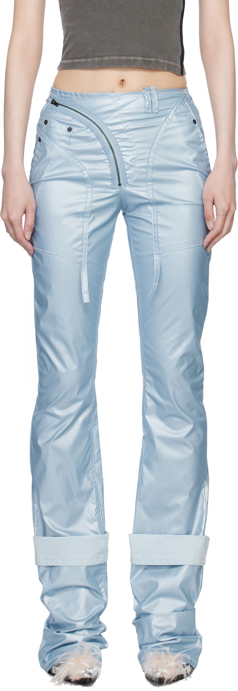 Hlače Ottolinger Ottolinger Coated Open Back Trousers Plava | 2217080203
