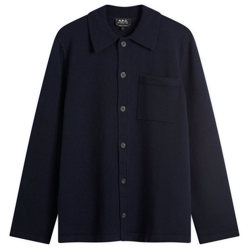 Jakna A.P.C. Men's Matti Felted Wool Shirt Jacket, Size Small Tamnoplava | WOASB-M03237-IAK