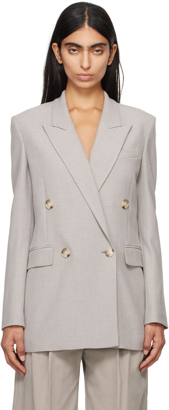 Jakna BOSS Regular-Fit Double-Breasted Blazer Siva | 50528696, 0