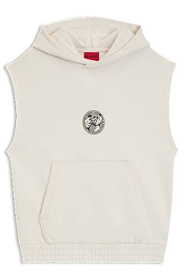 Dukserice BOSS Sleeveless Hoodie with Boxing Graphic Bijela | 50542433