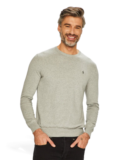 Džemper Polo by Ralph Lauren Slim Fit Cotton Sweater Siva | 710684957003
