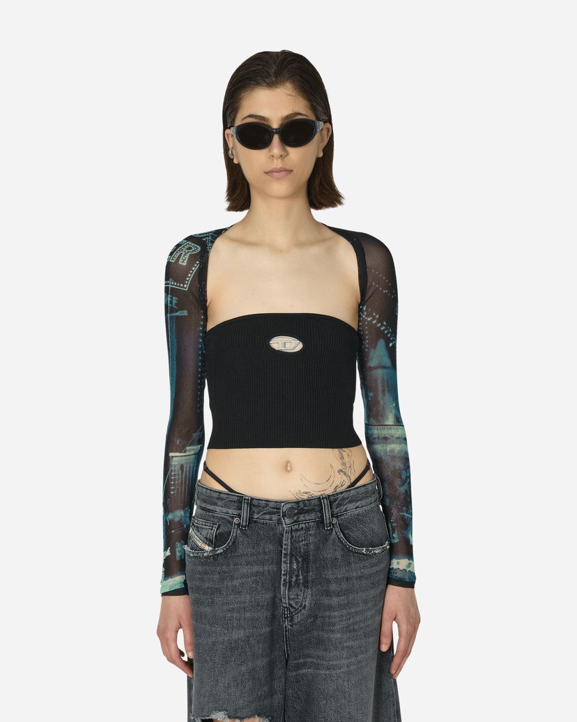 Crop top Jean Paul Gaultier Printed Mesh Long Sleeve Shrug Crna | TO207-T552 59560100