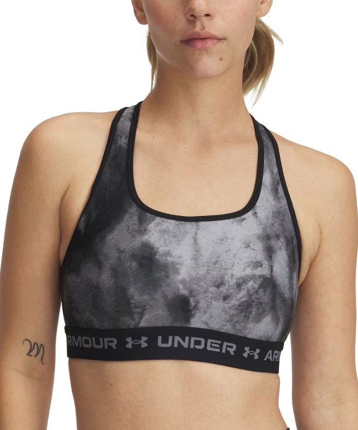Grudnjak Under Armour Under Armour Crossback Mid Print Sports Bra Crna | 1361042-012