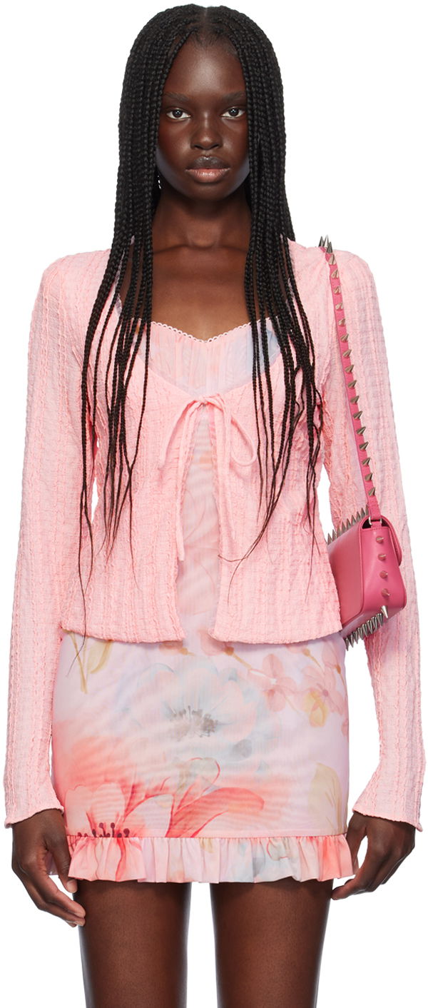 Haljina GUIZIO Guizio Holly Tie-Front Cardigan Ružičasta | P24701K064