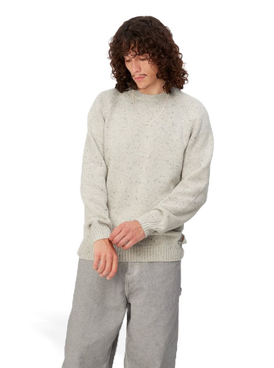 Dukserice Carhartt WIP Anglistic Sweater "Speckled Salt" Siva | I010977_1T7_XX