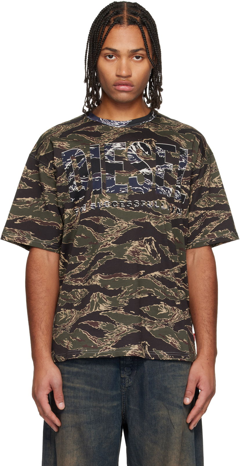 Majica kratkih rukava Diesel Tiger Stripe Camouflage Graphic T-Shirt Višebojno | A19343-0AJFJ-51FA