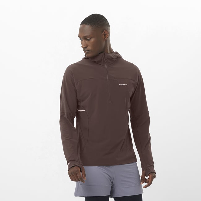 Dukserice Salomon Sense Aero Hybrid Hoodie Smeđa | LC2429500