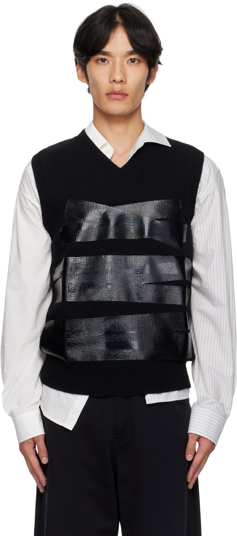 Prsluk Maison Margiela MM6 Maison Margiela Taped Knit Vest Crna | SH2FB0022 M13167