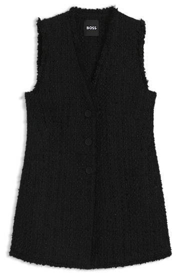 Prsluk BOSS Sleeveless Regular-Fit Velvet Tweed Blazer Crna | 50549128, 0