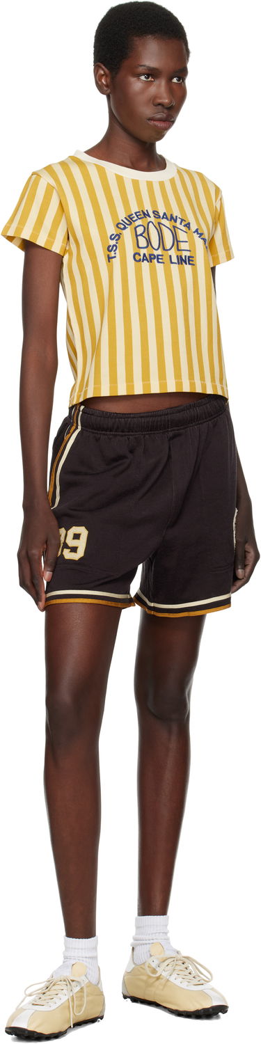 Crop top Bode Bode Striped Cropped T-Shirt Žuta | WRS25CS023, 3