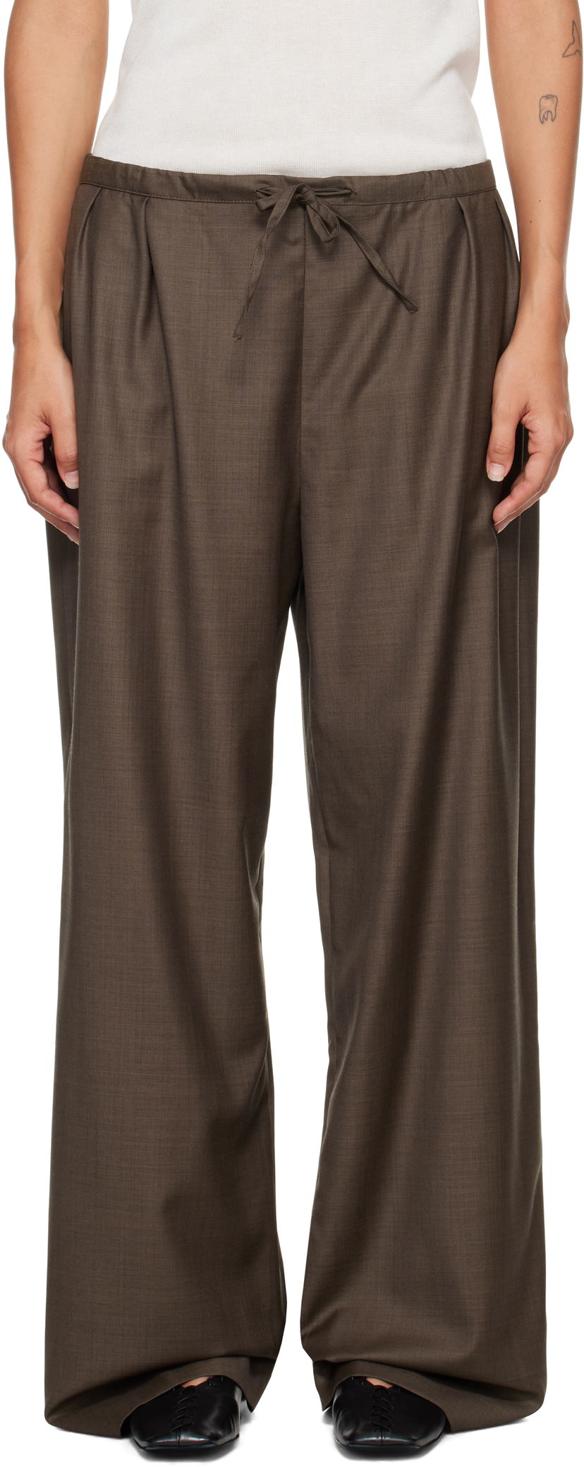 Hlače Loulou de Saison Loulou de Saison Cove Elastic Waisted Trousers Smeđa | COVE LDS