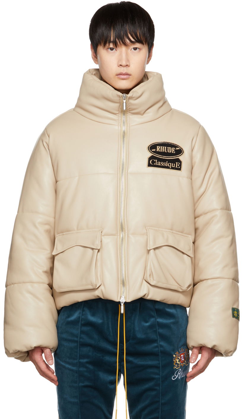 Pernata jakna Rhude Rhude Embroidered Puffer Jacket Bež | RHPF22JA02361117