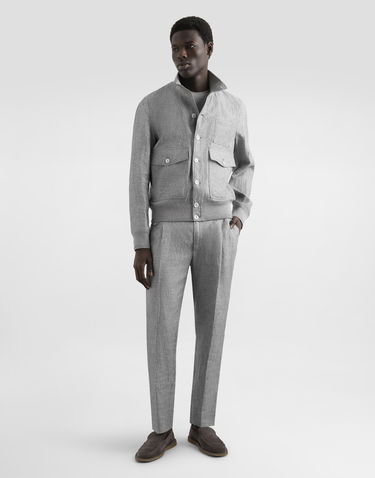 Hlače Dolce & Gabbana Dolce & Gabbana Washed Linen Canvas Cropped Trousers Siva | GV4EETFU4MFS8290, 3