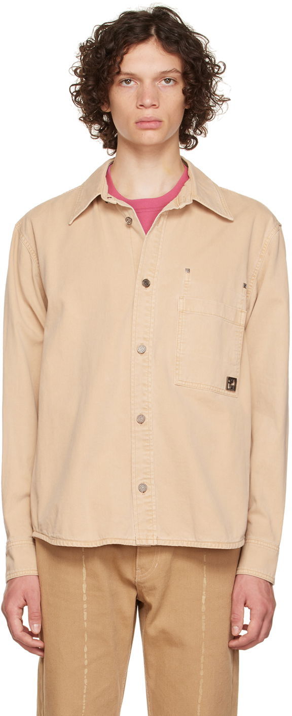 Košulja WOOYOUNGMI WOOYOUNGMI Patch Pocket Shirt Bež | W223SH11