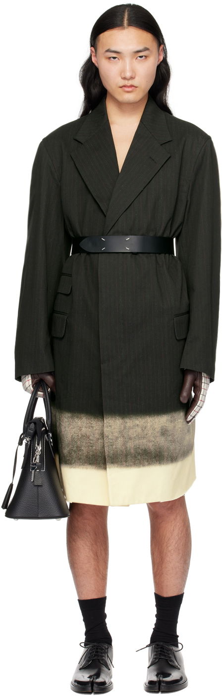 Kaputi Maison Margiela Maison Margiela Trompe-L'œil Pinstripe Dip-Dye Coat Crna | S50AA0139 M35011