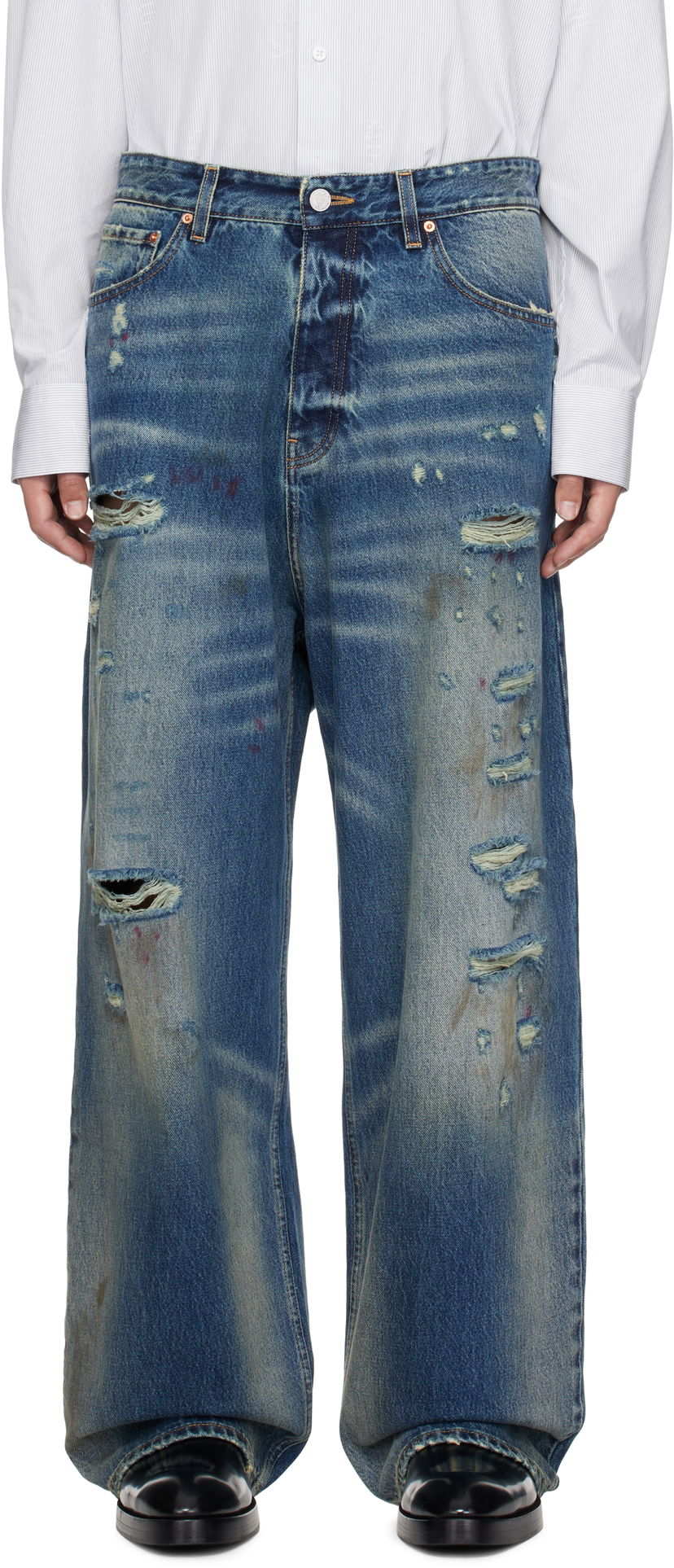 Jeans VETEMENTS Vetements Distressed Baggy Jeans Plava | UA66PA590N