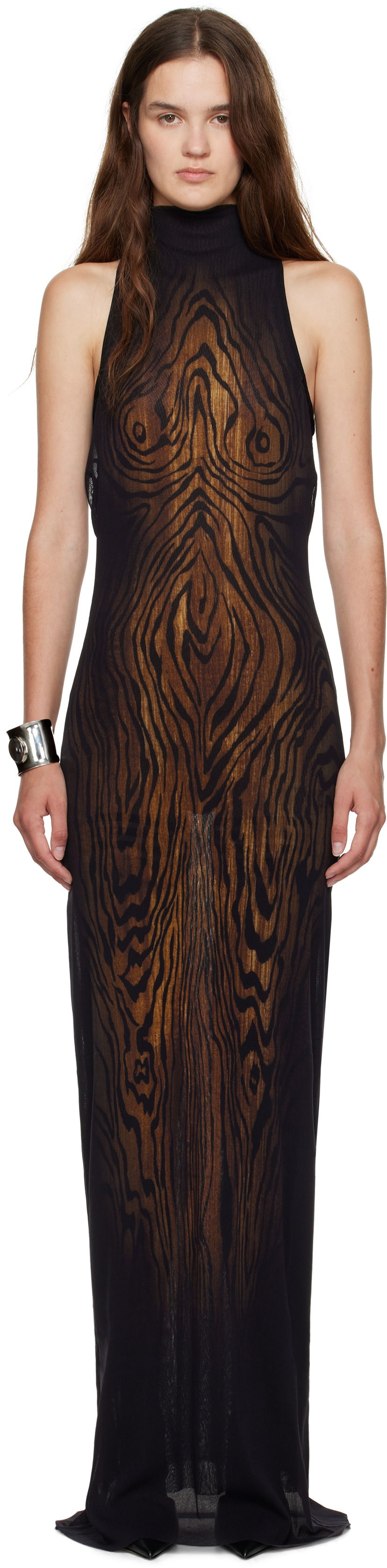 Haljina Jean Paul Gaultier Jean Paul Gaultier 'The Long Draped Wood' Maxi Dress Crna | 25/03-W-DR029-M002P-0060