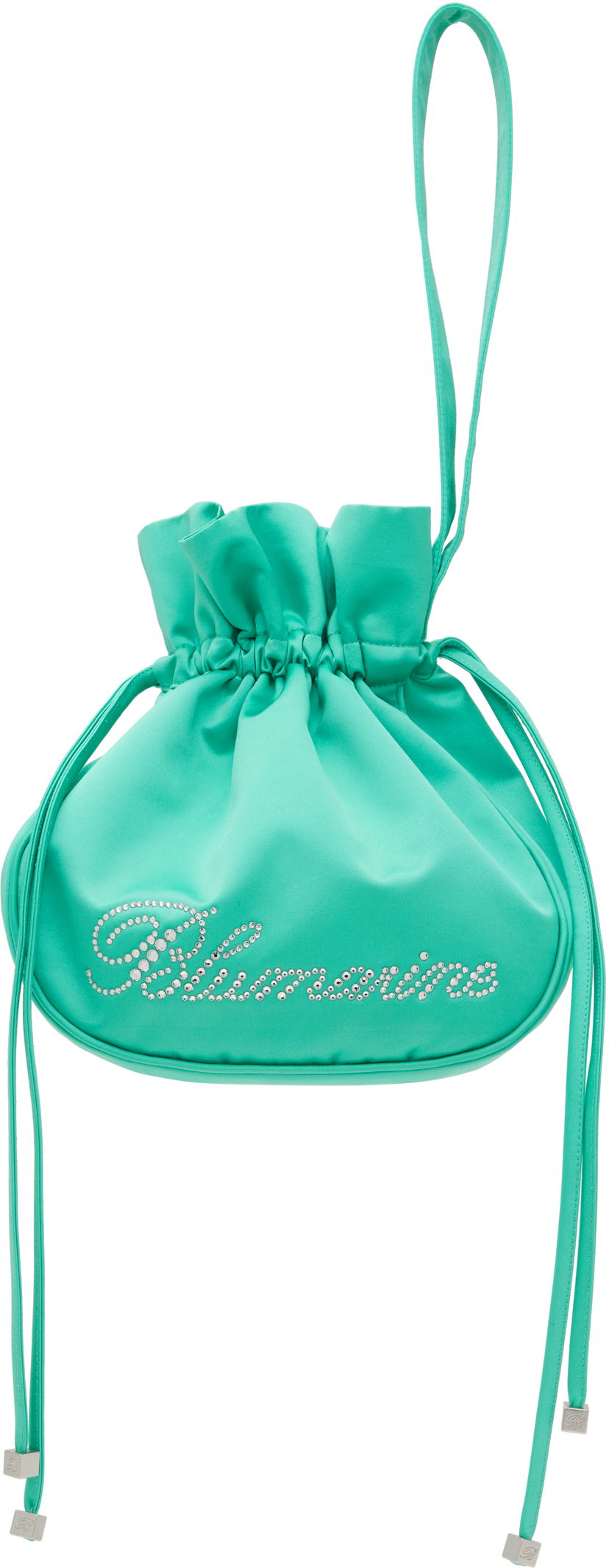 Ručna torbica Blumarine Blumarine Satin Rhinestone Logo Pouch Tirkiz | P5HHW091A